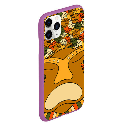 Чехол iPhone 11 Pro матовый Polynesian tiki SERENE / 3D-Фиолетовый – фото 2