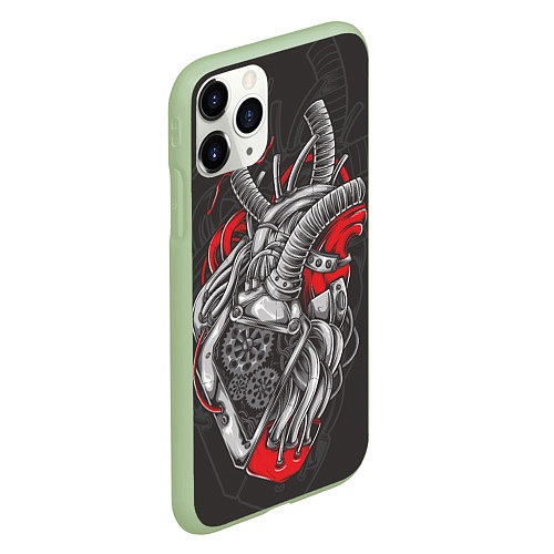 Чехол iPhone 11 Pro матовый Механическое сердце стимпанк / 3D-Салатовый – фото 2