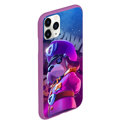 Чехол iPhone 11 Pro матовый Галактический генерал Гавс Brawl Stars / 3D-Фиолетовый – фото 2