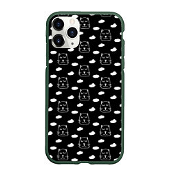 Чехол iPhone 11 Pro матовый Милые Спящие Мордочки Котов и Облака, цвет: 3D-темно-зеленый