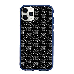 Чехол iPhone 11 Pro матовый Хмурые Мордочки Котов и Снежинки, цвет: 3D-тёмно-синий