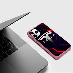 Чехол iPhone 11 Pro матовый Тесла электросхемы, цвет: 3D-малиновый — фото 2