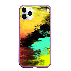 Чехол iPhone 11 Pro матовый Яркий красочный гранж, цвет: 3D-фиолетовый
