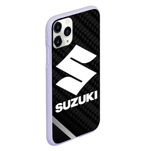 Чехол iPhone 11 Pro матовый Suzuki карбон / 3D-Светло-сиреневый – фото 2