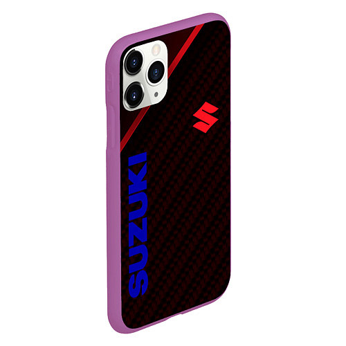 Чехол iPhone 11 Pro матовый Suzuki Абстракция / 3D-Фиолетовый – фото 2
