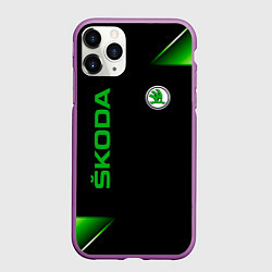 Чехол iPhone 11 Pro матовый Skoda Sport Абстракция, цвет: 3D-фиолетовый