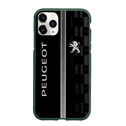 Чехол iPhone 11 Pro матовый Peugeot карбон абстракция, цвет: 3D-темно-зеленый