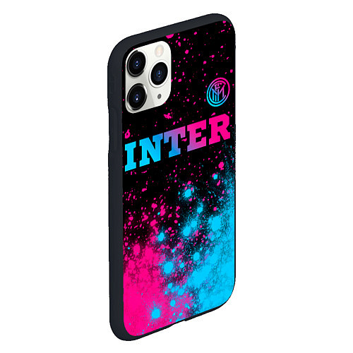 Чехол iPhone 11 Pro матовый Inter - neon gradient: символ сверху / 3D-Черный – фото 2