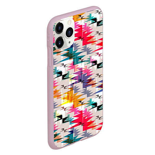 Чехол iPhone 11 Pro матовый Многоцветный абстрактный геометрический / 3D-Розовый – фото 2