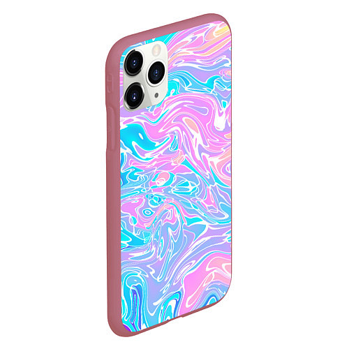 Чехол iPhone 11 Pro матовый Liquid holographic waves / 3D-Малиновый – фото 2