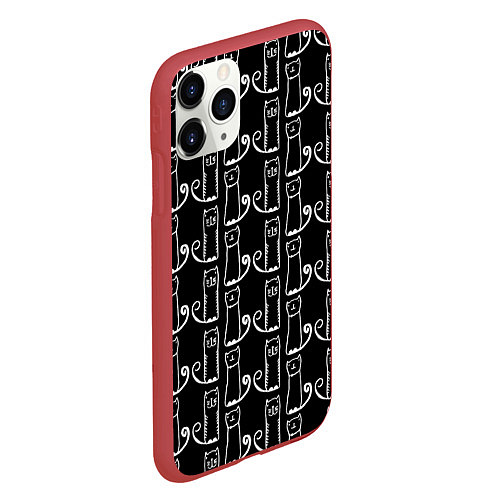 Чехол iPhone 11 Pro матовый Милые Коты и Кошки / 3D-Красный – фото 2