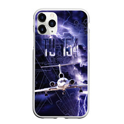 Чехол iPhone 11 Pro матовый Ту-154 Ночные полет, цвет: 3D-белый