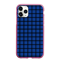 Чехол iPhone 11 Pro матовый Крупная темно-синяя клетка