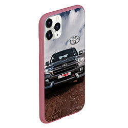 Чехол iPhone 11 Pro матовый Toyota Land Cruiser in the mountains, цвет: 3D-малиновый — фото 2
