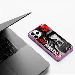 Чехол iPhone 11 Pro матовый Человек-бензопила - Аса Митака Гибрид, цвет: 3D-фиолетовый — фото 2