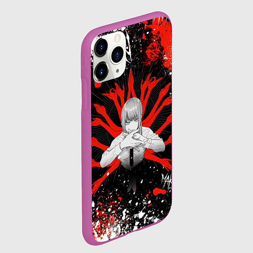 Чехол iPhone 11 Pro матовый Макима : Человек-бензопила / 3D-Фиолетовый – фото 2
