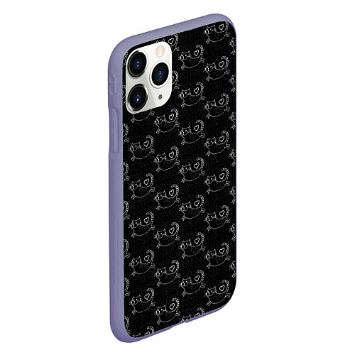 Чехол iPhone 11 Pro матовый Коты С Сердечками / 3D-Серый – фото 2