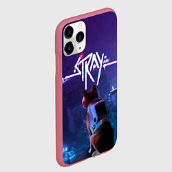 Чехол iPhone 11 Pro матовый Stray кот неон, цвет: 3D-малиновый — фото 2