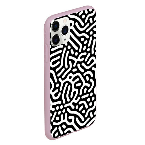 Чехол iPhone 11 Pro матовый Лабиринт - паттерн / 3D-Розовый – фото 2