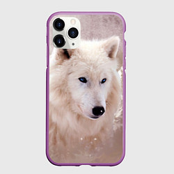 Чехол iPhone 11 Pro матовый Белый зимний волк, цвет: 3D-фиолетовый