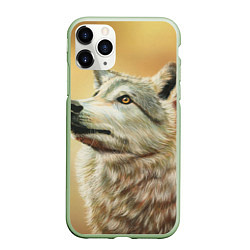 Чехол iPhone 11 Pro матовый Спокойный волк, цвет: 3D-салатовый