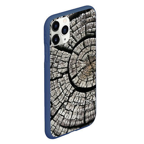 Чехол iPhone 11 Pro матовый Кольца сгоревшего ствола дерева / 3D-Тёмно-синий – фото 2