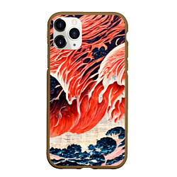 Чехол iPhone 11 Pro матовый Великая красная волна, цвет: 3D-коричневый