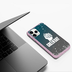 Чехол iPhone 11 Pro матовый Green day - брызги, цвет: 3D-розовый — фото 2