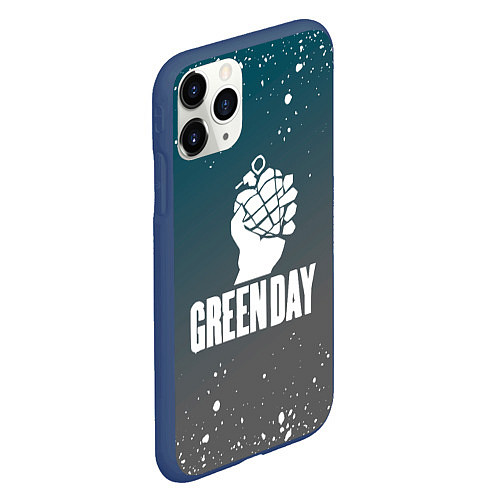 Чехол iPhone 11 Pro матовый Green day - брызги / 3D-Тёмно-синий – фото 2