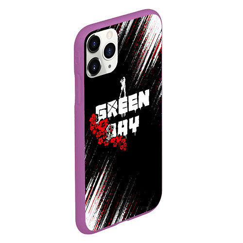 Чехол iPhone 11 Pro матовый Green day - абстракция / 3D-Фиолетовый – фото 2