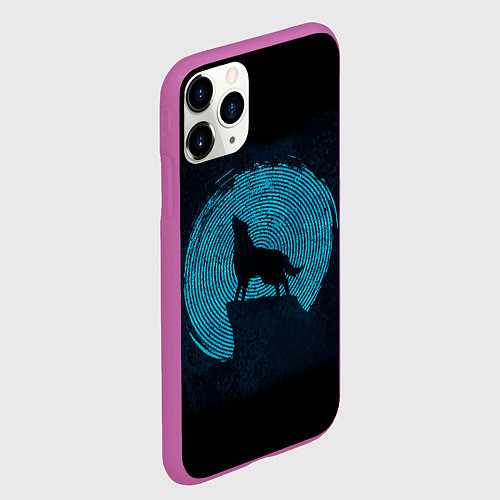 Чехол iPhone 11 Pro матовый Силуэт волка / 3D-Фиолетовый – фото 2