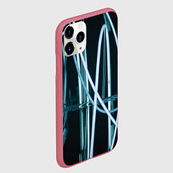 Чехол iPhone 11 Pro матовый Неоновые белые фонари во тьме, цвет: 3D-малиновый — фото 2