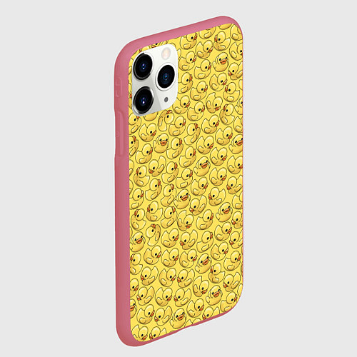 Чехол iPhone 11 Pro матовый Утиный принт / 3D-Малиновый – фото 2