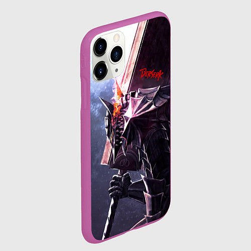 Чехол iPhone 11 Pro матовый Берсерк С Мечечём На Плече / 3D-Фиолетовый – фото 2