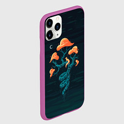 Чехол iPhone 11 Pro матовый Лис на волшебном дереве, цвет: 3D-фиолетовый — фото 2