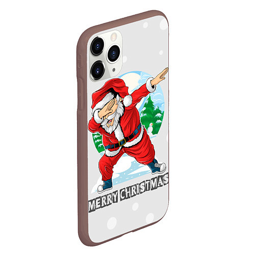 Чехол iPhone 11 Pro матовый Dab Santa Merry Christmas / 3D-Коричневый – фото 2