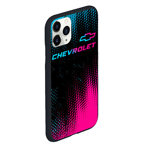 Чехол iPhone 11 Pro матовый Chevrolet - neon gradient: символ сверху / 3D-Черный – фото 2