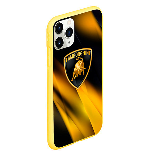 Чехол iPhone 11 Pro матовый Lamborghini - Жёлто-чёрный абстракция / 3D-Желтый – фото 2