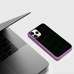 Чехол iPhone 11 Pro матовый Радужная сетка - текстура, цвет: 3D-фиолетовый — фото 2