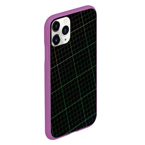 Чехол iPhone 11 Pro матовый Радужная сетка - текстура / 3D-Фиолетовый – фото 2