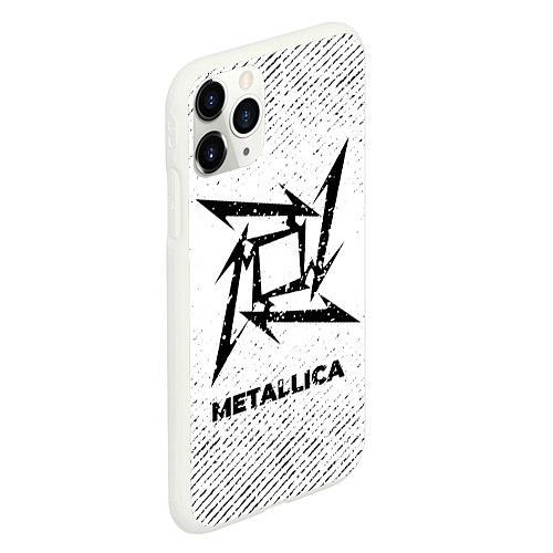 Чехол iPhone 11 Pro матовый Metallica с потертостями на светлом фоне / 3D-Белый – фото 2
