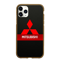 Чехол iPhone 11 Pro матовый Mitsubishi - логотип - красная полоса