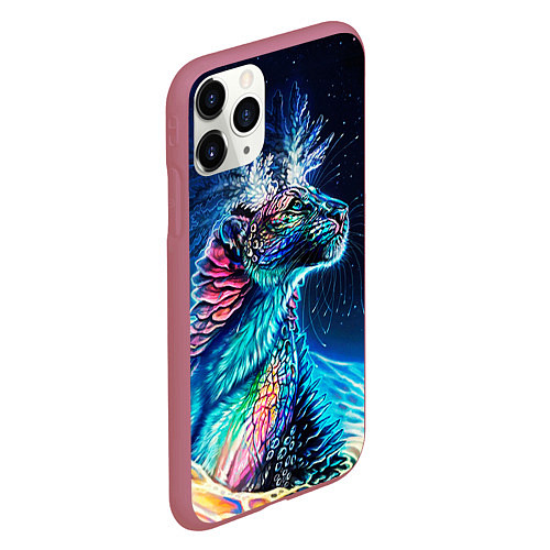 Чехол iPhone 11 Pro матовый Неоновый сказочный леопард / 3D-Малиновый – фото 2