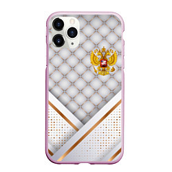 Чехол iPhone 11 Pro матовый Герб России white gold, цвет: 3D-розовый