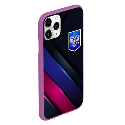Чехол iPhone 11 Pro матовый Dark Герб России / 3D-Фиолетовый – фото 2