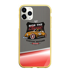 Чехол iPhone 11 Pro матовый Классический автомобиль жук, цвет: 3D-желтый