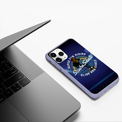 Чехол iPhone 11 Pro матовый Скейтер - аквалангист, цвет: 3D-светло-сиреневый — фото 2