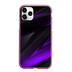 Чехол iPhone 11 Pro матовый Черно-фиолетовая геометрическая абстракция, цвет: 3D-малиновый