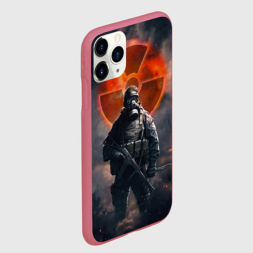 Чехол iPhone 11 Pro матовый STALKER Боец Долга / 3D-Малиновый – фото 2