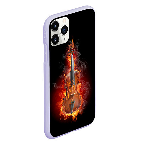 Чехол iPhone 11 Pro матовый Скрипка в огне / 3D-Светло-сиреневый – фото 2